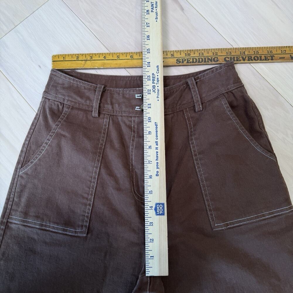 Frnch Paris Wide Leg Pants Women's Medium Brown Cotton Straight Minimalist - Picture 7 of 11